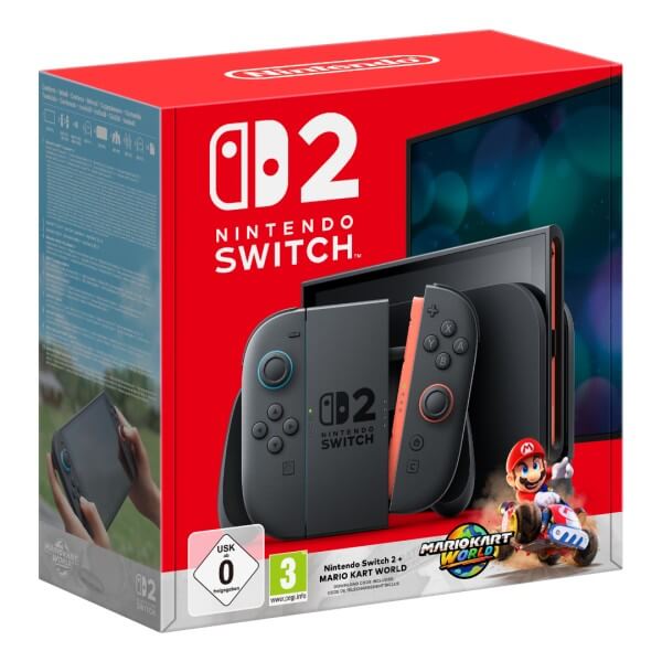 Szczegółowy obraz opakowania Nintendo Switch 2 i&nbsp;gry Mario Kart World