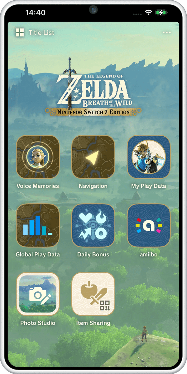 Przykład aplikacji ZELDA NOTES na smartfonie